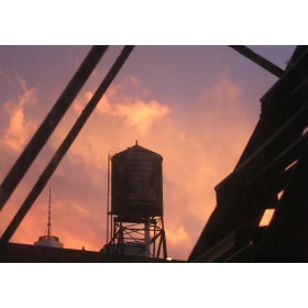 Water tower & pink sunset